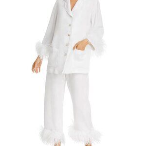 Sleeper White Feather-Trimmed Lounge Set